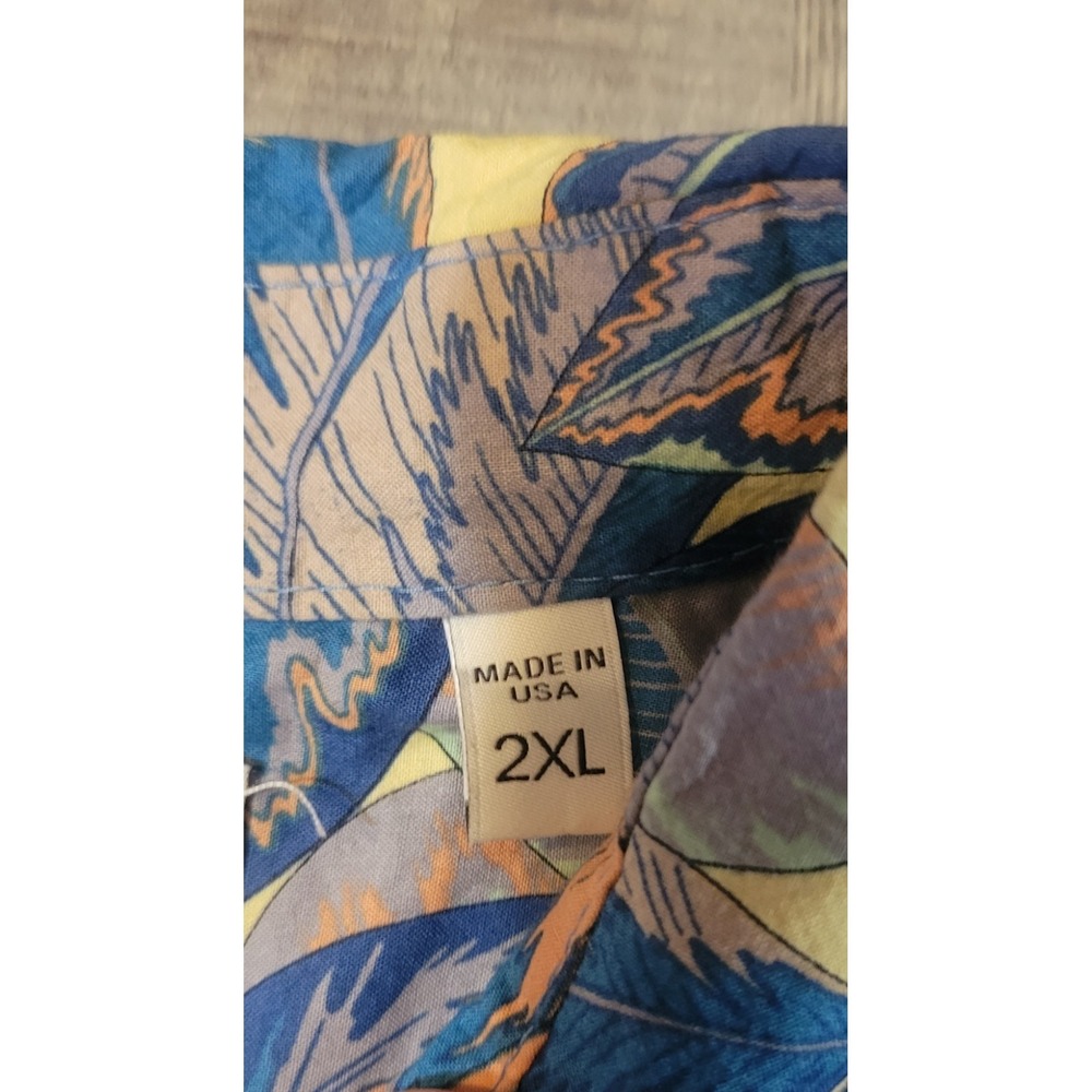 Tori Richard Shirt Men 2XL Hawaiian Aloha Leaf Print Tropical Button Up Camp USA - Picture 4 of 11